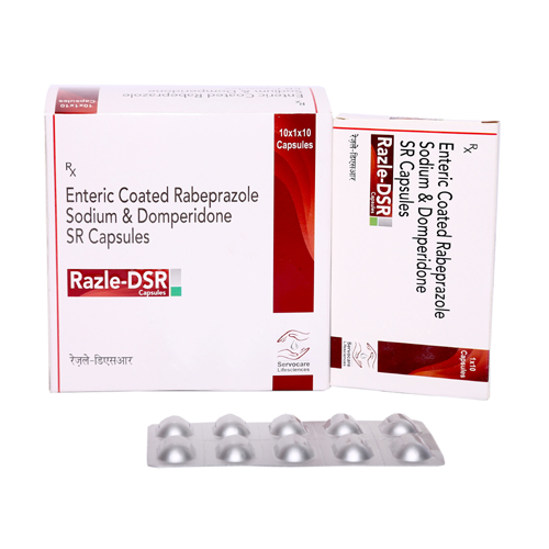 Product Name: Razle DSR, Compositions of Enteric Coated Rabeprazole Sodium & Sustained Release Domeperidone Capsules are Enteric Coated Rabeprazole Sodium & Sustained Release Domeperidone Capsules - Servocare Lifesciences