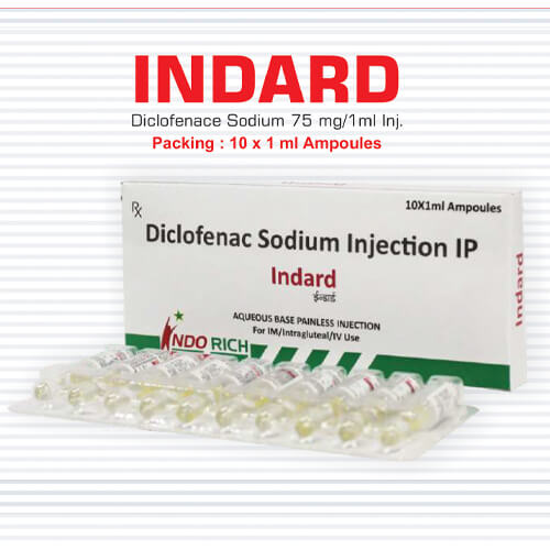 Product Name: Indard, Compositions of Indard are Diclofenac Sodium Injection IP - Pharma Drugs and Chemicals