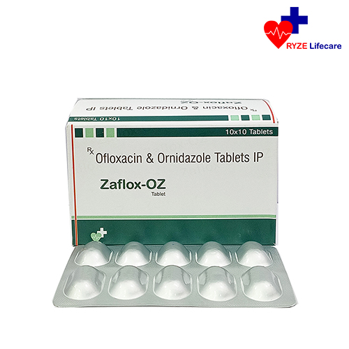 Product Name: Zaflox OZ, Compositions of Zaflox OZ are Ofloxacin & Ornidazole Tablets IP - Ryze Lifecare