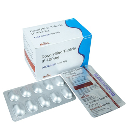 Product Name: Doxomed 400mg, Compositions of Doxomed 400mg are Doxofylline Tablets IP 400mg - Medok Life Sciences Pvt. Ltd