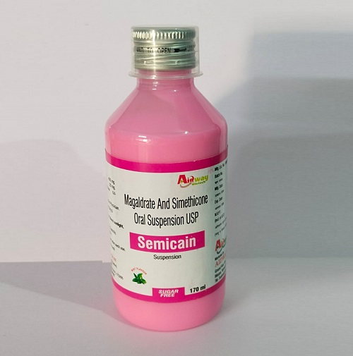 Product Name: Semicain, Compositions of Semicain are magaldrate and simethicone oral suspension USP - Aidway Biotech