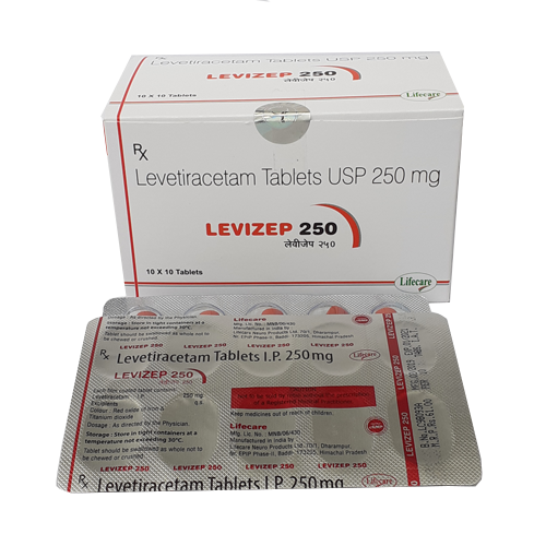 Product Name: Levizep 250, Compositions of Levizep 250 are Levetiracetam Tablets USP 250mg - Lifecare Neuro Products Ltd.