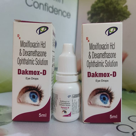 Product Name: Dakmox D, Compositions of Dakmox D are Moxifloxacin HCL& Dexamethasone  Ophthalmic Solution - Dakgaur Healthcare