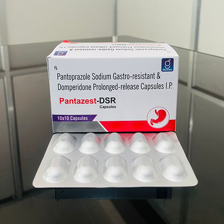 Product Name: Pantazest DSR, Compositions of Pantazest DSR are Pantoprazole Sodium Gastro-Resitant Domperidone Prolonged-Release Capsules IP - Gainmed Biotech Private Limited