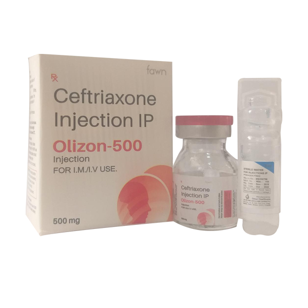 Product Name: OLIZON 500, Compositions of Ceftriaxone 500mg are Ceftriaxone 500mg - Fawn Incorporation