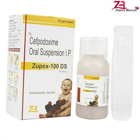 Product Name: Zupex 100 DS, Compositions of Zupex 100 DS are Cefpodoxime Oral Suspension I.P. - Zumax Biocare