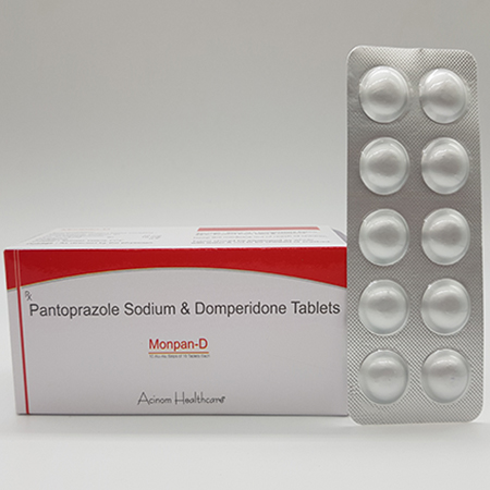 Product Name: Monpan D, Compositions of Monpan D are Pantoprazole Sodium and Domperidone Tablets - Acinom Healthcare