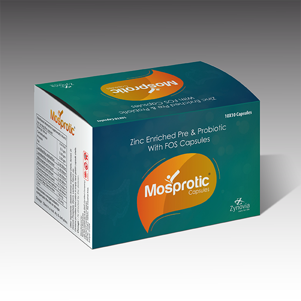 Product Name: Mosprotic, Compositions of Mosprotic are Zinc Enriched Pre & Probiotic With FOS Capsules - Zynovia Lifecare
