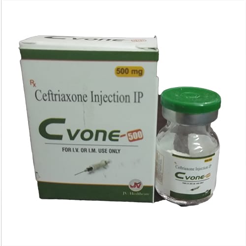 Product Name: Cvone 500, Compositions of Cvone 500 are Ceftriaxone Injection IP - JV Healthcare
