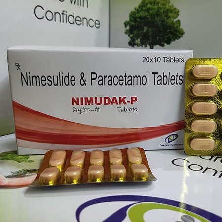 Product Name: Nimudak P, Compositions of Nimudak P are Nimesulide & Paracetamol Tablets - Dakgaur Healthcare