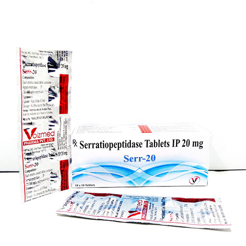 Product Name: Serr 20, Compositions of Serr 20 are Serratiopeptidase 20 mg  - Voizmed Pharma Private Limited
