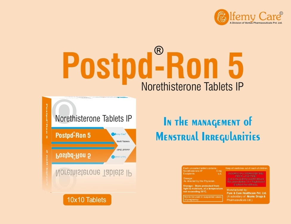 Product Name: Postpd Ron 5, Compositions of Postpd Ron 5 are Norethisterone Tablets IP - Olfemy Care
