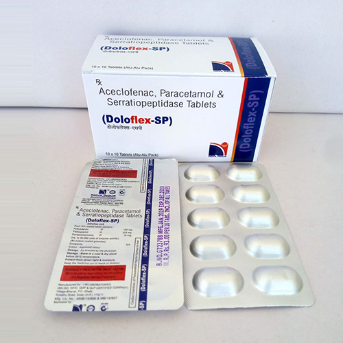 Product Name: Doloflex SP, Compositions of Doloflex SP are Aceclofenac,Paracetamol  & Serratiopeptidase Tablets - Nova Indus Pharmaceuticals