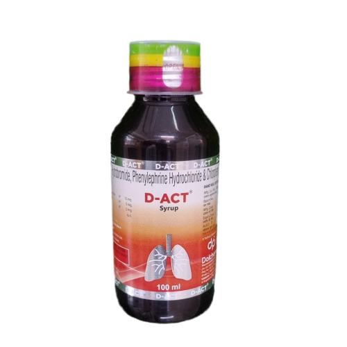 Product Name: D ACT Syrup, Compositions of D ACT Syrup are Phenylephrine Hydrochlonte Syrup - Dolchem Pharmaceuticals Private Limited