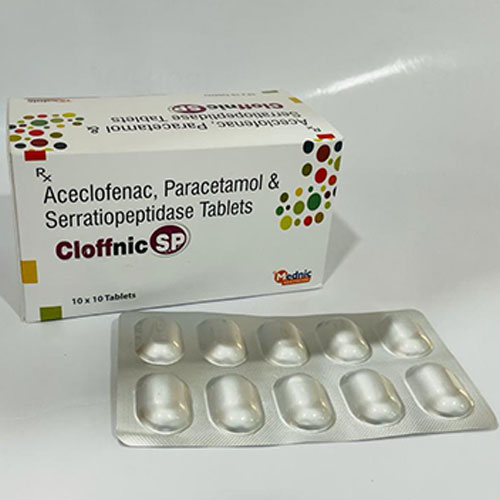 Product Name: Cloffnic SP, Compositions of Cloffnic SP are Aceclofenac, PAracetamol & SErratiopeptidase - Mednic Healthcare Pvt. Ltd