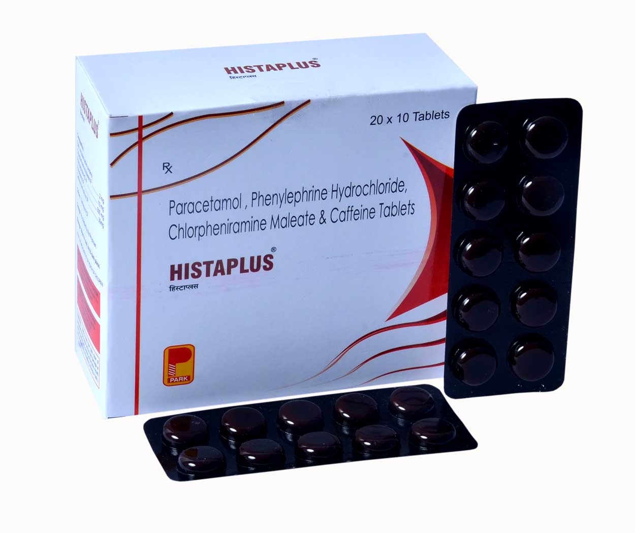 Product Name: HISTAPLUS, Compositions of HISTAPLUS are Paracetamol, Phenylephrine Hydrochloride, Chlorpheniramine Maleate & Caffeine Tablets - Park Pharmaceuticals