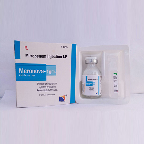 Product Name: Meronova 1 gm, Compositions of Meronova 1 gm are Meropenem Injection I.P. - Nova Indus Pharmaceuticals