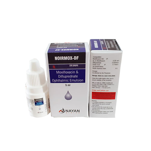 Product Name: Noirmox Df, Compositions of Noirmox Df are Moxifloxacin & Difluprednate Opithalmic Solution - Arlak Biotech