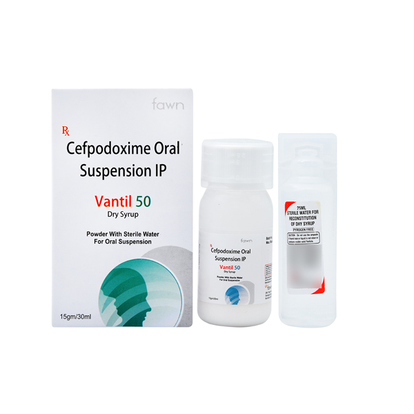 Product Name: VANTIL 50, Compositions of Cefpodoxime 50 mg with Water are Cefpodoxime 50 mg with Water - Fawn Incorporation