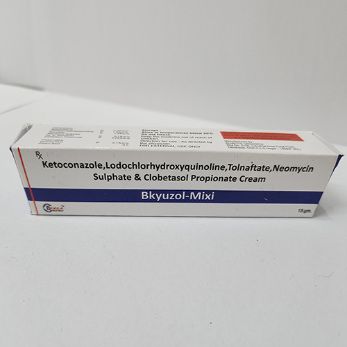 Product Name: Bkyuzol Mixi, Compositions of Bkyuzol Mixi are ketoconazole,Lodochlorhydroxyquinione,Tolnaftate,Neomycin sulphate and Clobestol propionate Cream - Bkyula Biotech