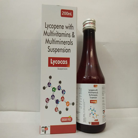 Product Name: Lycocas, Compositions of Lycocas are Lycopene with Multivitamins & Multiminerals Suspension - Cassopeia Pharmaceutical Pvt Ltd