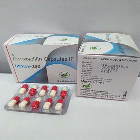 Product Name: Btmox 250, Compositions of Btmox 250 are Amoxycillin Capsules IP - Biotanic Pharmaceuticals