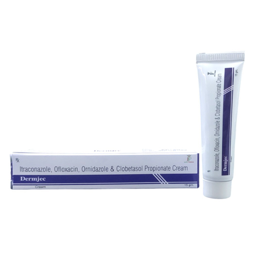 Product Name: Dermjee, Compositions of Dermjee are Itraconazole, Ofloxacin, Ornidazole & Clobetasol Propionate Cream - Jecks Pharma