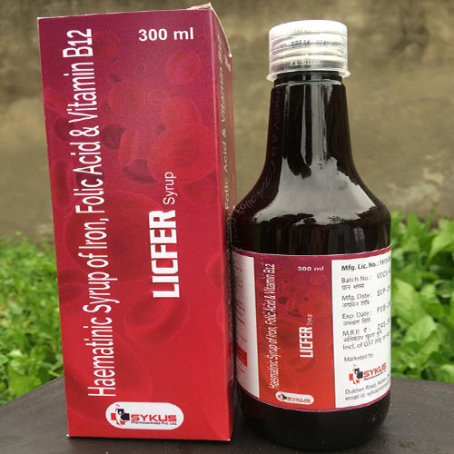 Product Name: Licfer, Compositions of Licfer are Haematinic Syrup of Iron Folic Acid & Vitamin B12 - Space Healthcare