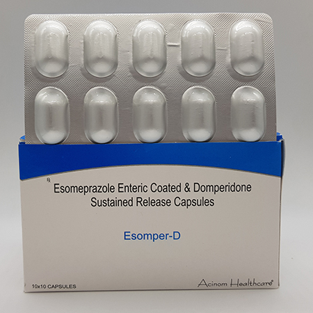 Product Name: Esomper D, Compositions of Esomper D are Esomeprazole Enteric Coated and Domperidone Sustained Release Capsules  - Acinom Healthcare