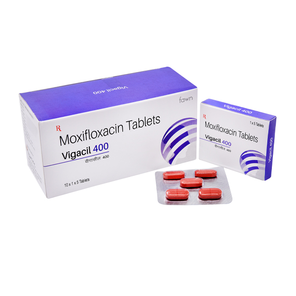 Product Name: VIGACIL 400, Compositions of VIGACIL 400 are Moxifloxacin 400 mg. - Fawn Incorporation