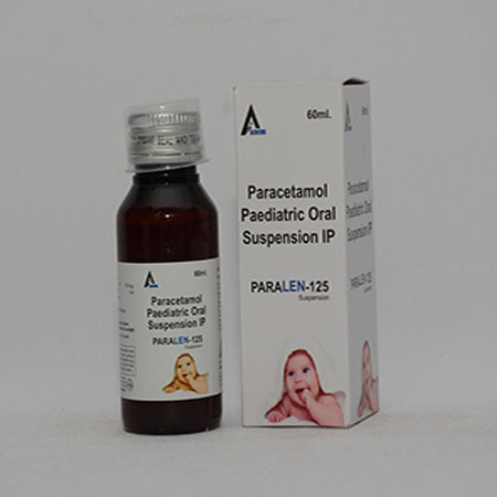 Product Name: PARALEN 125, Compositions of PARALEN 125 are Paracetamol Paediatric Oral Suspension IP - Alencure Biotech Pvt Ltd