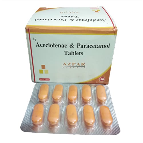 Product Name: AZPAR Tablets, Compositions of AZPAR Tablets are Aceclofenac 100mg  Paracetamol 325mg - JV Healthcare