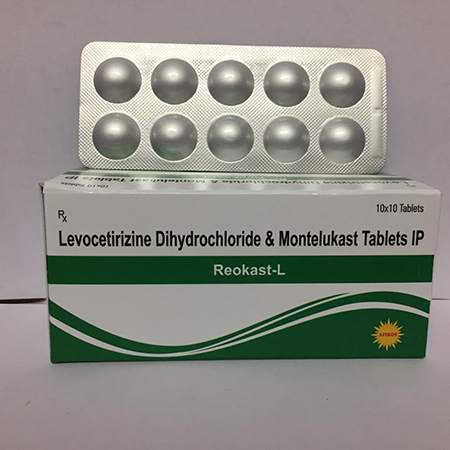Product Name: REOKAST L, Compositions of REOKAST L are Levocetrizine Dihydrochloride & Montelukast Tablets IP - Apikos Pharma