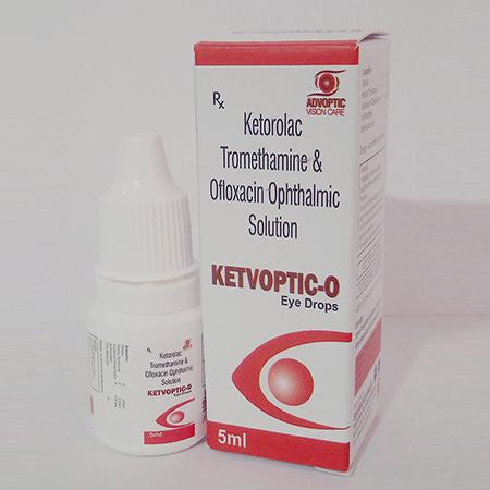 Product Name: Ketvoptic O, Compositions of Ketvoptic O are Ketorolac Tromethamine & Ofloxacin Ophthalmic Solution - Ronish Bioceuticals