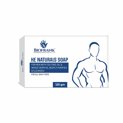 Product Name: He Naturals Soap, Compositions of He Naturals Soap are For Men With Tea Tree Oil & Wheat Germ Oil Deeply Purifies & Cleanses  - Biofrank Pharmaceuticals (India) Pvt. Ltd