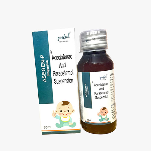 Product Name: Asegen p, Compositions of Asegen p are Aceclofenac And paracetamol Suspension - Guelph Healthcare Pvt. Ltd