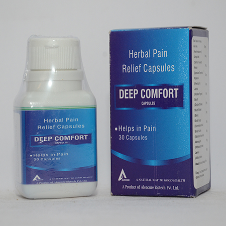 Product Name: DEEP COMFORT, Compositions of DEEP COMFORT are Herbal Pain Relief Capsules - Alencure Biotech Pvt Ltd