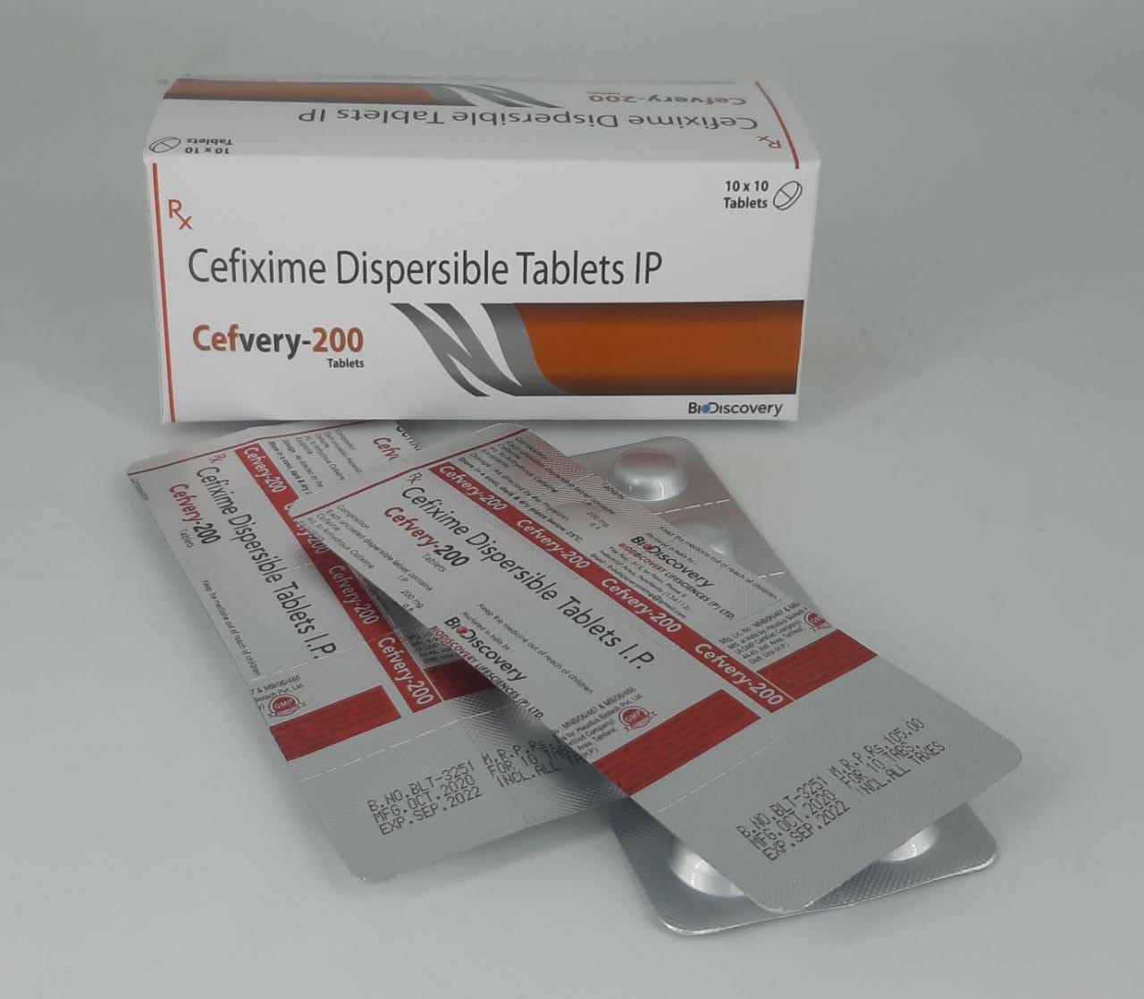 Product Name: Cefvery 200, Compositions of Cefvery 200 are Cefixime Dispersable Tablets IP - Biodiscovery Lifesciences Pvt Ltd