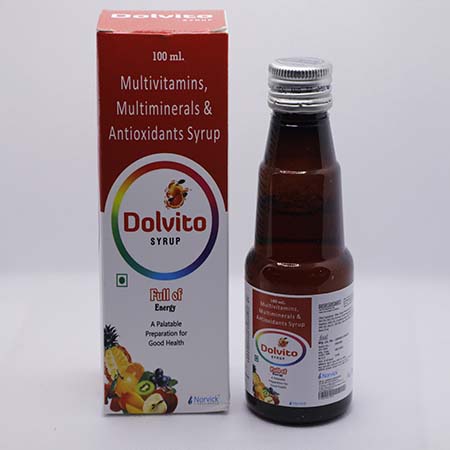 Product Name: Dolvito, Compositions of Dolvito are Multivitamin, Multimineral Antioxidant  Syrup - Norvick Lifesciences