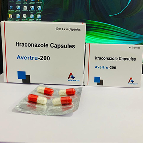 Product Name: Avertru 200, Compositions of Avertru 200 are Itraconazole Capsules - Adenscot Healthcare Pvt. Ltd.