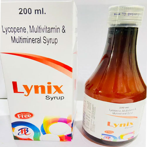 Product Name: Lynix, Compositions of Lynix are Lycopene with Multivitamins and Multiminerals Syrup - Disan Pharma