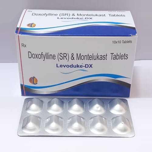 Product Name: Levoduke DX, Compositions of Levoduke DX are Doxycycline  (SR) & Montelukast  Tablets - Macro Labs Pvt Ltd