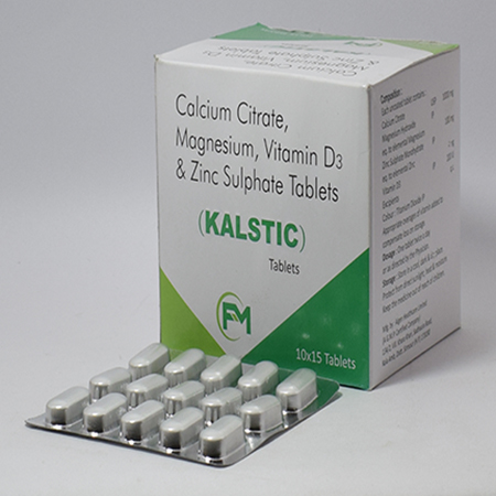 Product Name: Kalstic, Compositions of Kalstic are Calsium Citrate Magnesium,Vitamin D3 & Zinc Sulphate Tablets - Meridiem Healthcare