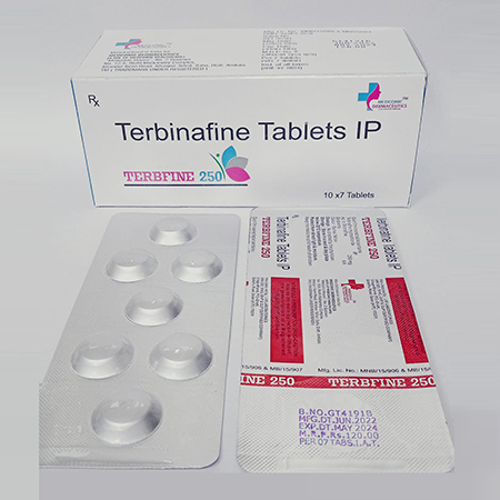 Product Name: Terbfine 250, Compositions of Terbfine 250 are Terbinafine Tablets IP - Ronish Bioceuticals