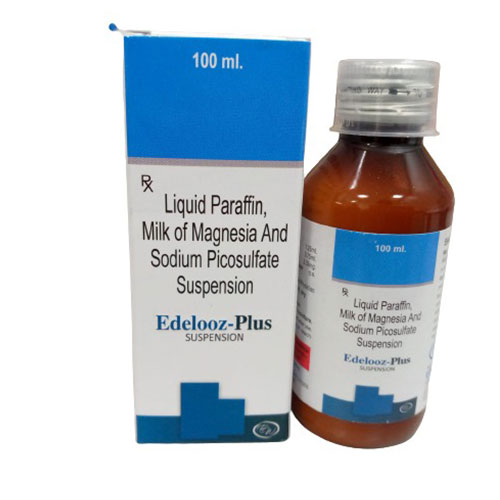 Product Name: EDELOOZ PLUS, Compositions of EDELOOZ PLUS are Liquid paraffin 1.25 ml + milk of magnesia 3.75 ml + Sodium picosulfate 3.33 mg - Edelweiss Lifecare