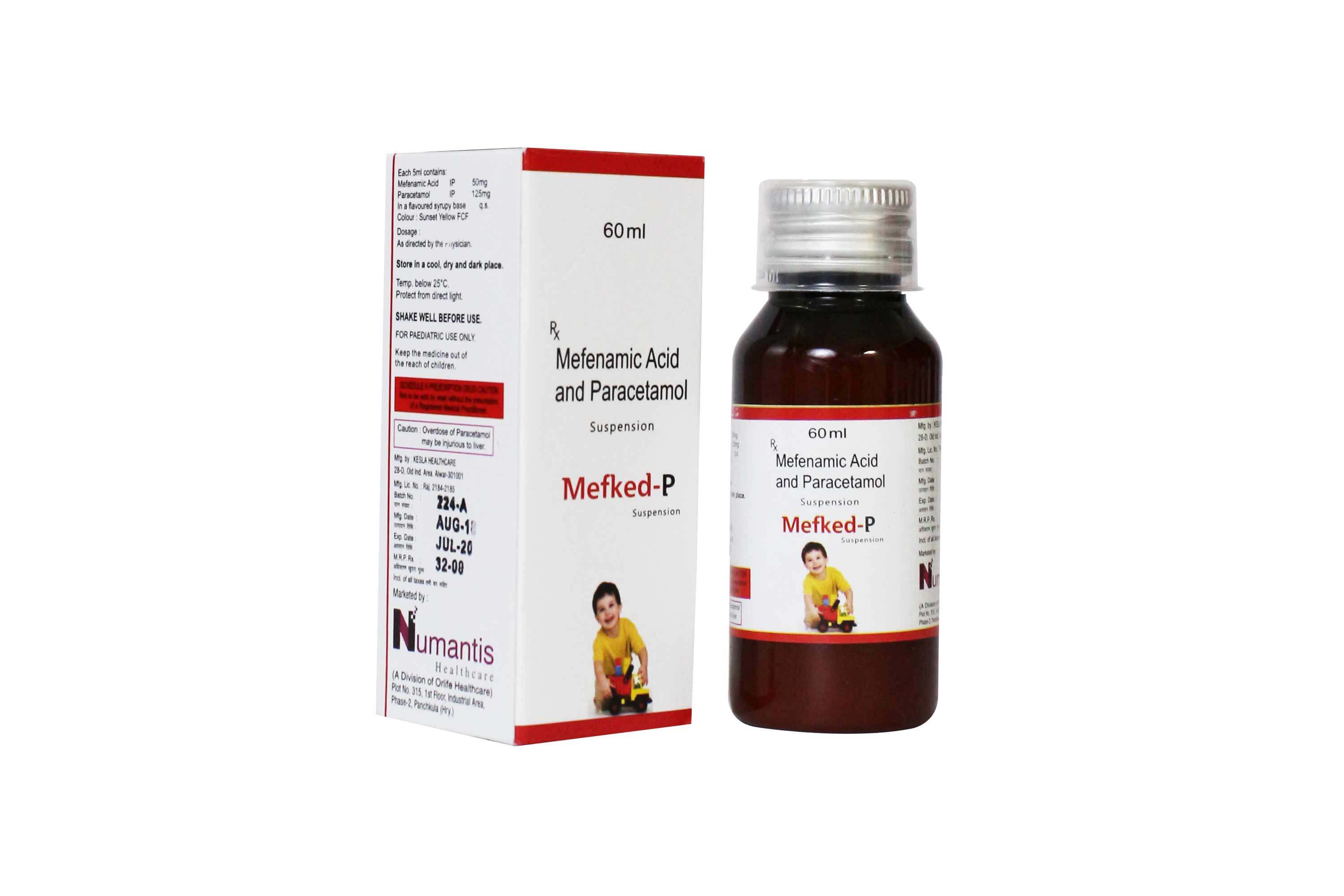 Product Name: Mefked P, Compositions of Mefked P are Mefenamic Acid and Paracetamol  - Numantis Healthcare