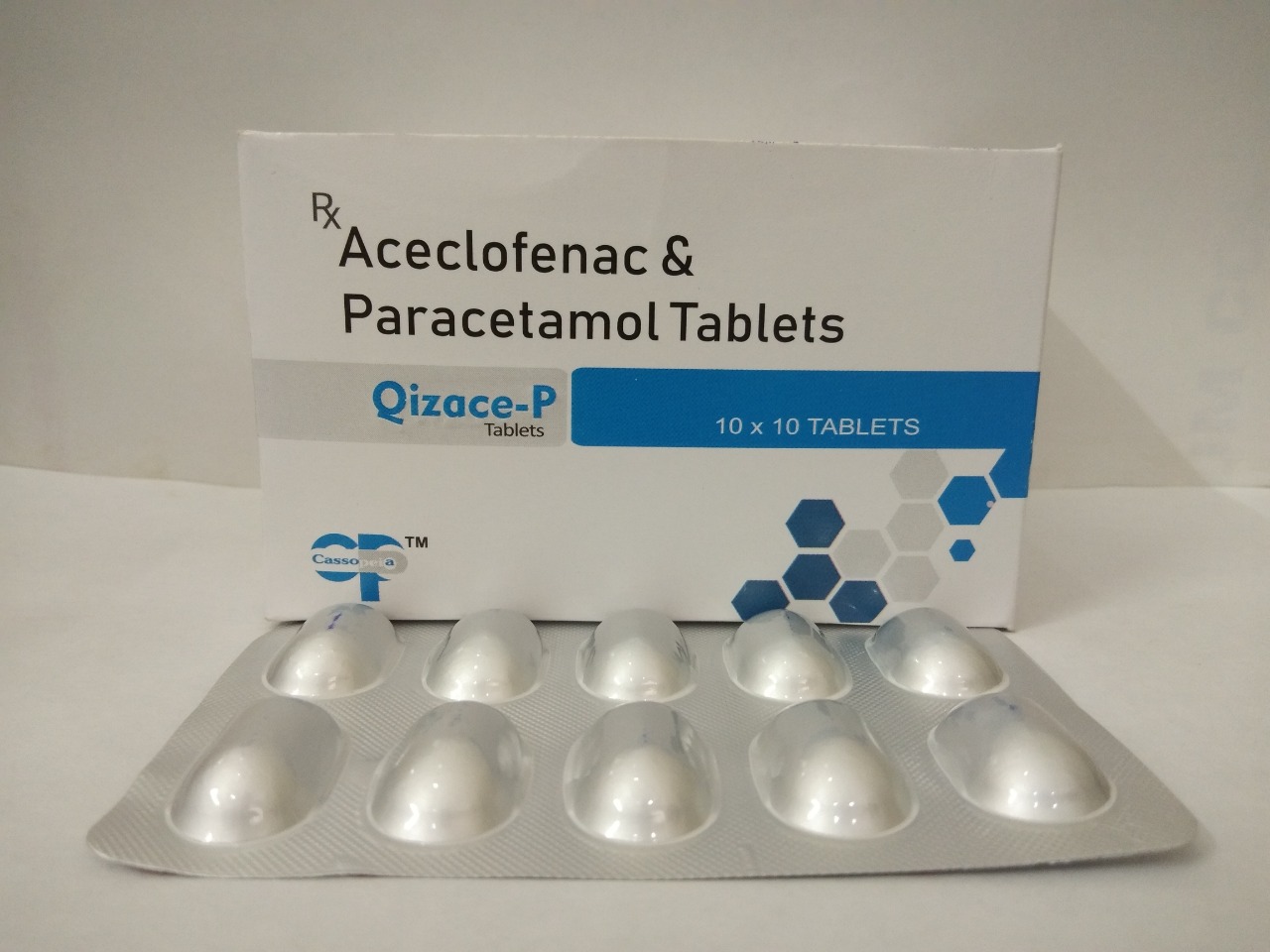 Product Name: Qizace P, Compositions of Qizace P are Aceclofenac & Paracetamol Tablets  - Cassopeia Pharmaceutical Pvt Ltd