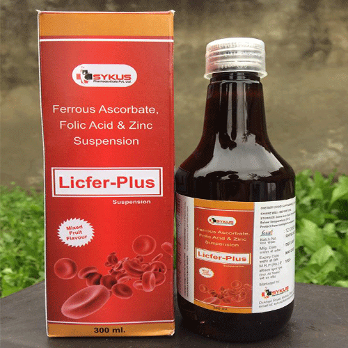 Product Name: Licfer Plus, Compositions of Licfer Plus are Ferrous Ascorbate Folic Acid & Zinc - Space Healthcare