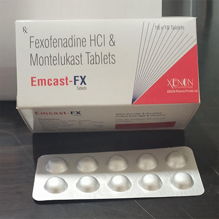 Product Name: Emcast Fx, Compositions of Emcast Fx are Fexofenadine Hcl & Montelukast Tablets  - Xenon Pharma Pvt. Ltd
