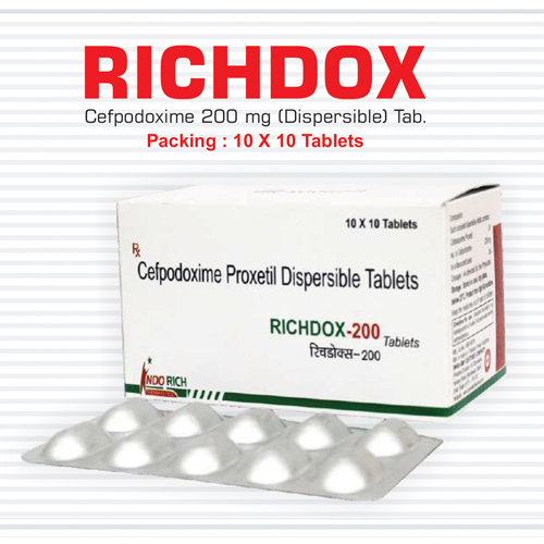 Product Name: Richdox, Compositions of Richdox are Cefpodoxime Proxtil Dispersible Tablets - Pharma Drugs and Chemicals